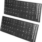 Autocollants de Clavier Français, Autocollants de Remplacement de Lettres de Clavier Français Fond Noir avec Lettres Blanches pour Ordinateur de Bureau PC Ordinateur Portable