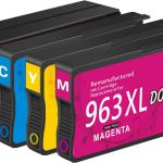 HP 963, Pack de 4 cartouches d'Encre Originales, 6ZC70AE, Noir Compatible avec les imprimantes OfficeJet Pro 9010 / 9012 / 9014 / 9015 / 9016 / 9019 / 9020 / 9022 / 9025