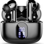 Écouteurs Bluetooth 5.3, Écouteur sans Fil avec 4 ENC Réduction Antibruit Mic Casque Bluetooth Hi-FI Son Stéréo, 36 Heures Durée de Lecture, IP7 Etanche, Écran LED, Contrôle Tactile